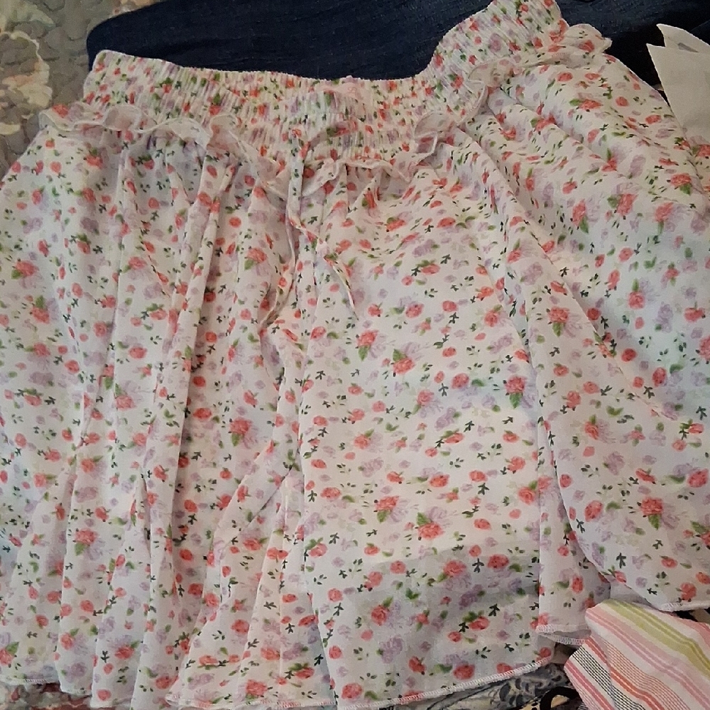 Pink Lily Floral A-Line Skirt